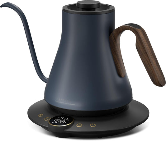 Electric Kettles, INTASTING Gooseneck Electric Kettle, ±1℉ Temperature Control, Stainless Steel Inner, Quick Heating, for Pour Over Coffee, Brew Tea, Boil Hot Water, 0.9L (Navy Blue)