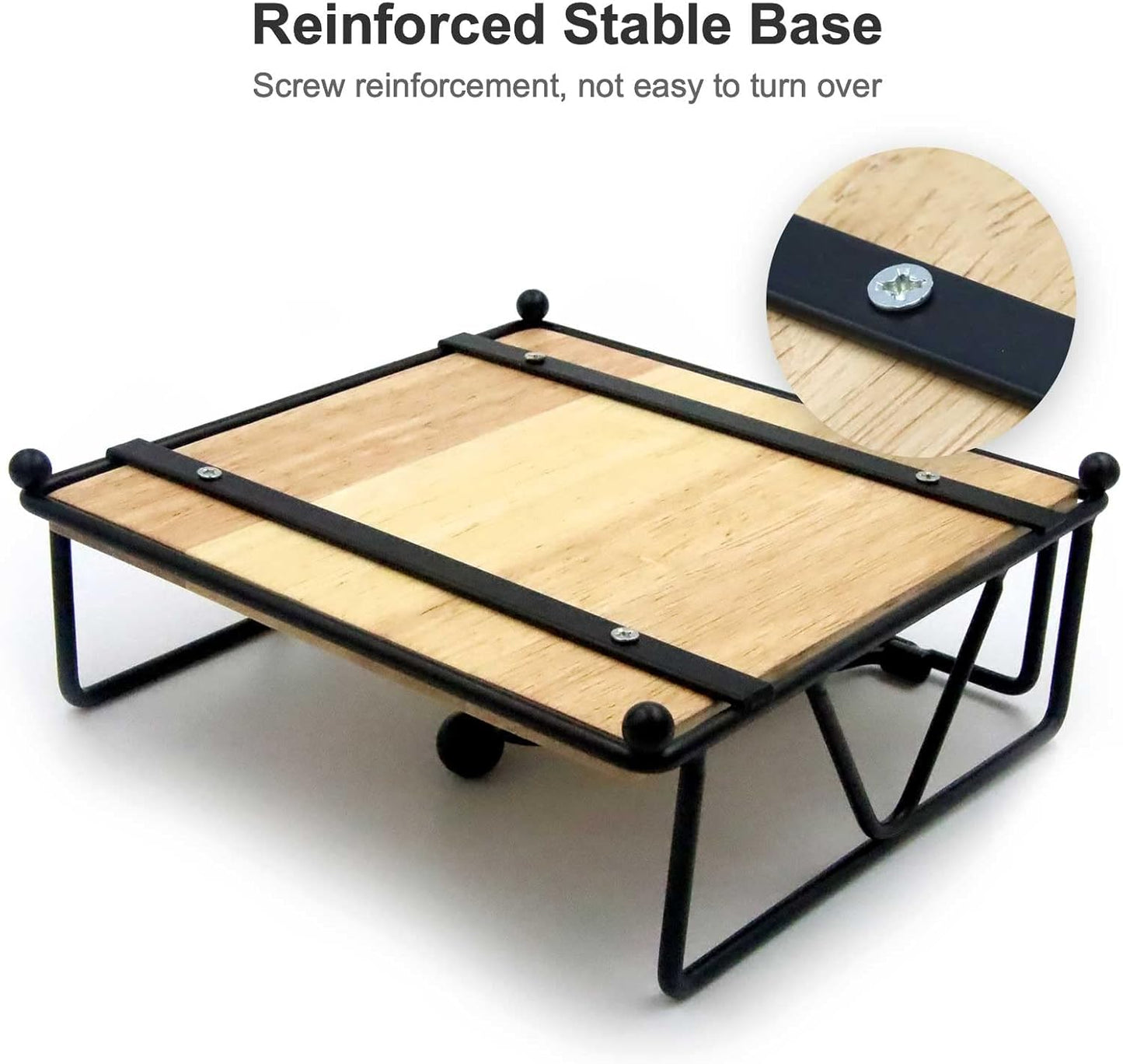 Napkin Holder for Table, Metal and Wood Napkin Holder, Standing Napkin Holders for Paper Napkins, for Kitchen Counter, Dining Table, 7" x 7"(Black)