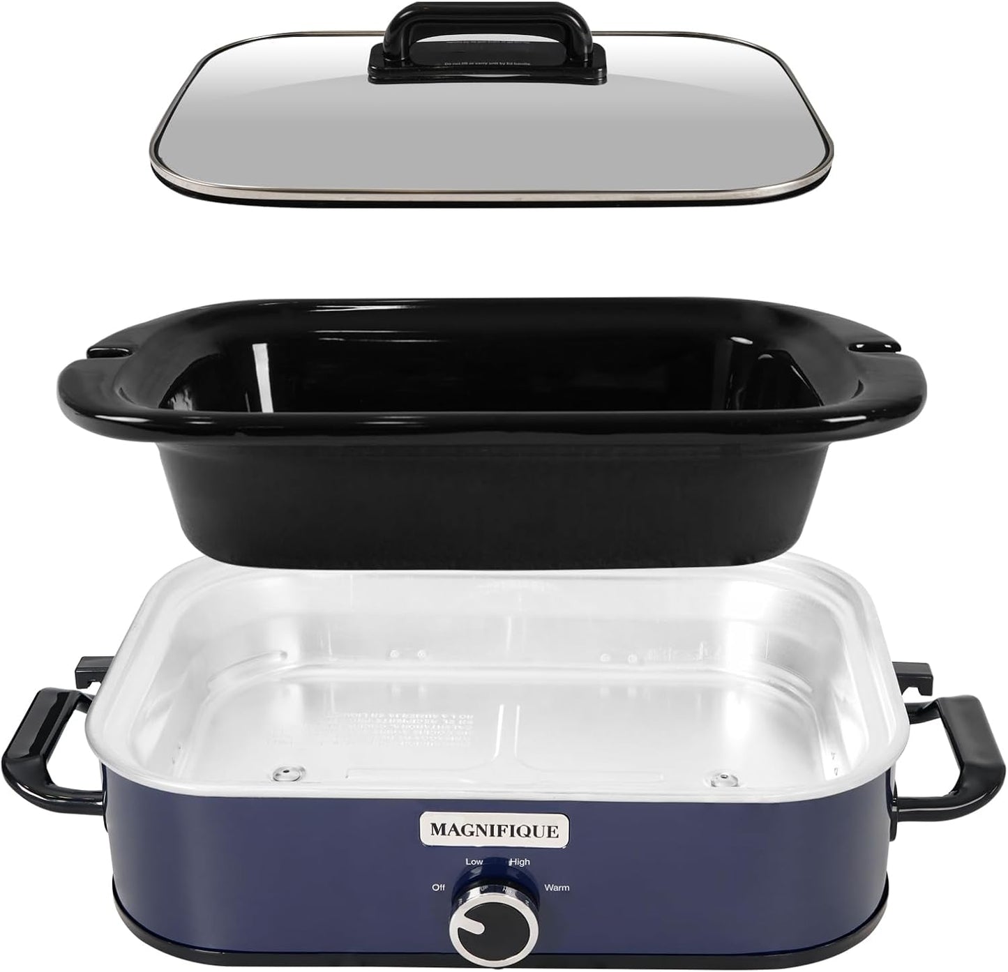 4-Quart Slow Cooker with Casserole Manual Warm Setting - Perfect Kitchen Small Appliance for Family Dinners, Dishwasher Safe Crock, Blue