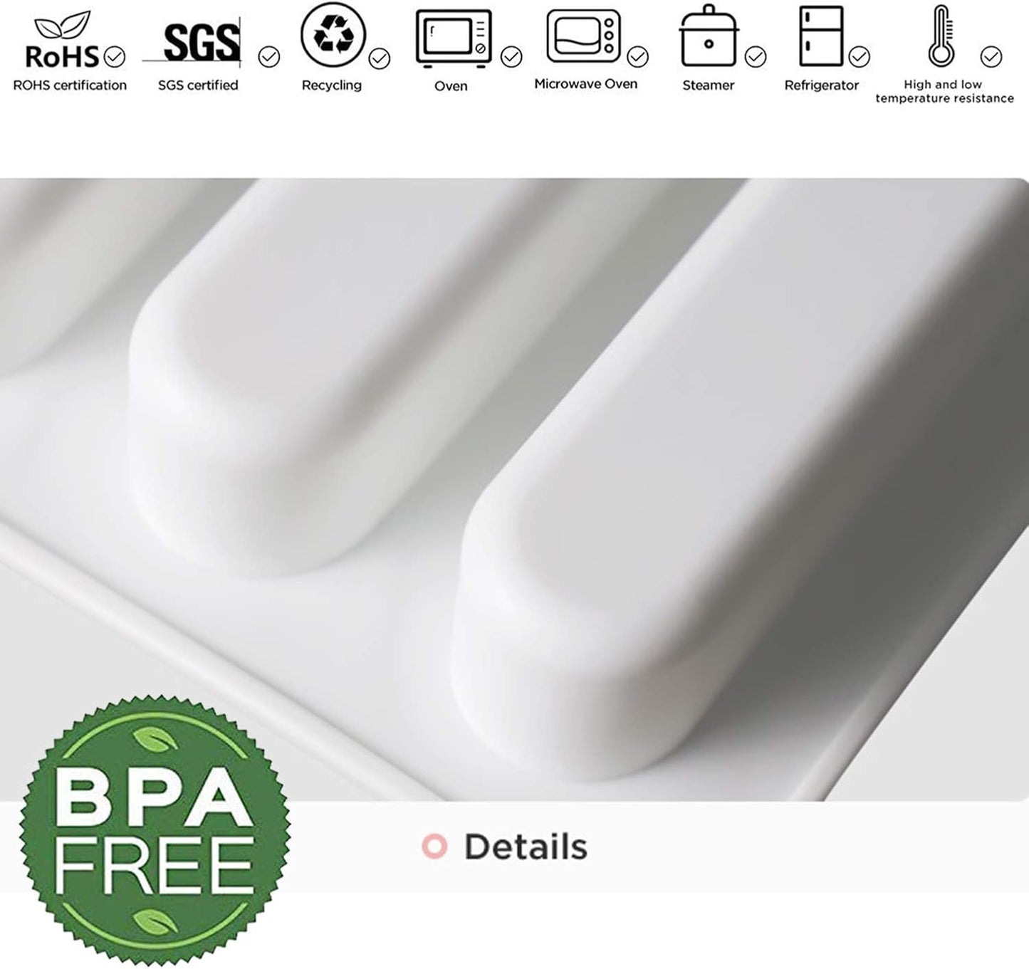 OCPO KITCHEN Eclair Silicone Mold for Baking Mousse Cake, 3D Silicone Baking Mold for Cakes French Pastry Chocolate Brownie, Cake Decoration, 3D Eclair Shape (8-Cavity)