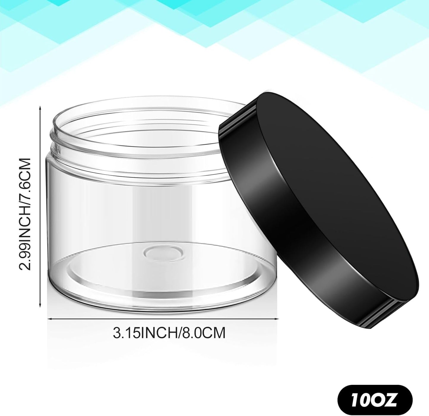 SATINIOR 6 Pack 10 oz Plastic Jars Containers with Lids Wide-mouth Refillable Leakproof Reusable Round Empty Jars for Travel Cosmetic Dry Food Spice Candy Cookie Home Kitchen Organizing(Black)