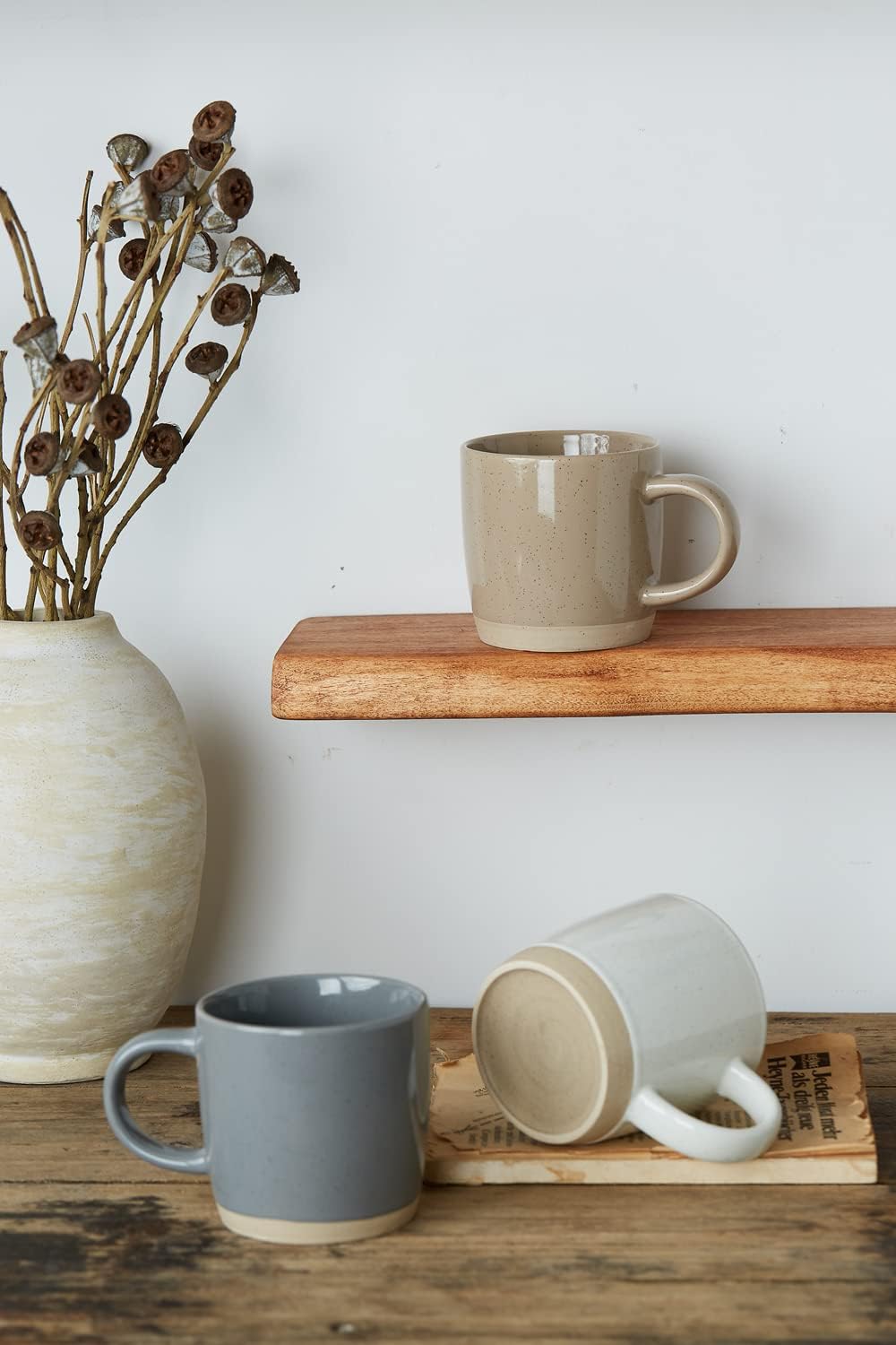 famiware Coffee Mugs for 4, 12 oz Mug Set, Dringking Cup with Handle for Coffee, Tea, Cocoa, Milk, Milkyway serise, Multi-color