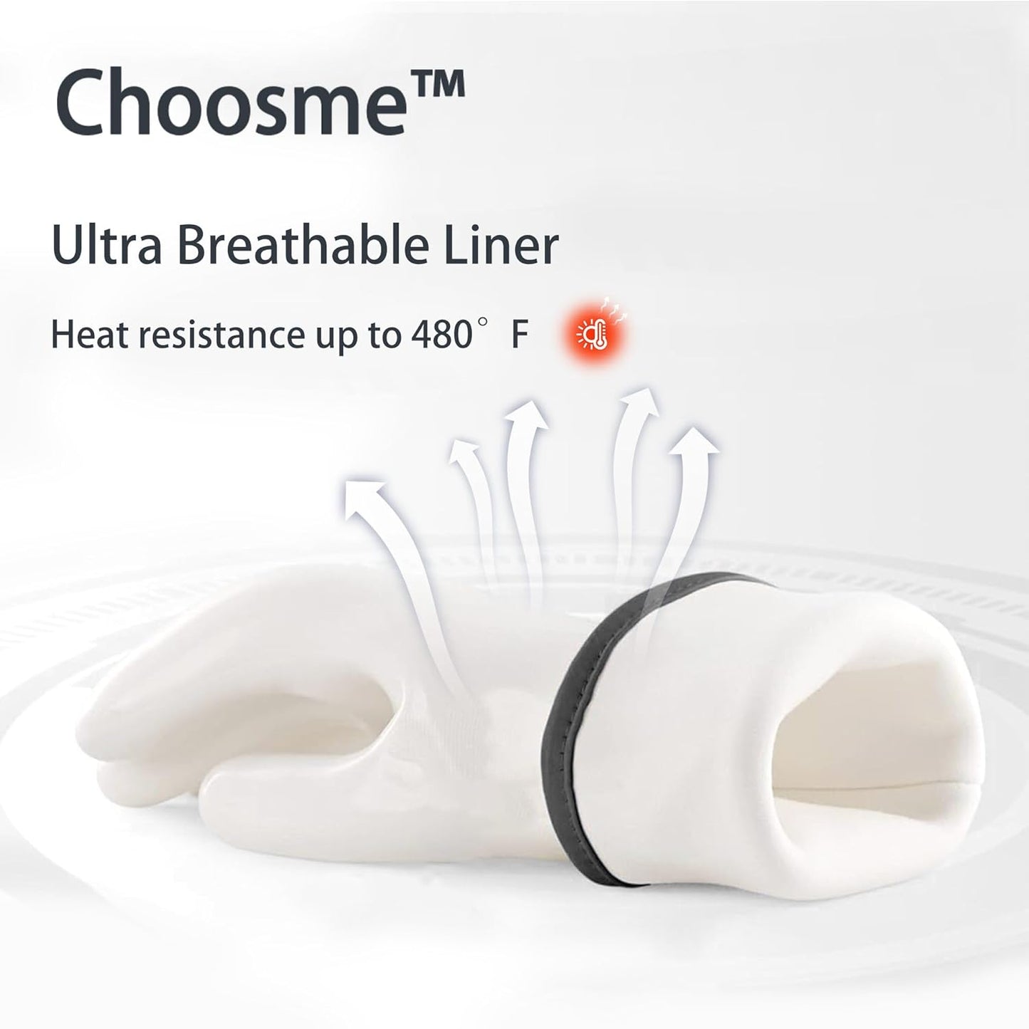 Oven Gloves Liquid Silicone Gloves Food Grade Heat Resistant Mitts with Fingers, for Cooking Baking Grilling Waterproof, with Nylon Liner, White, Large