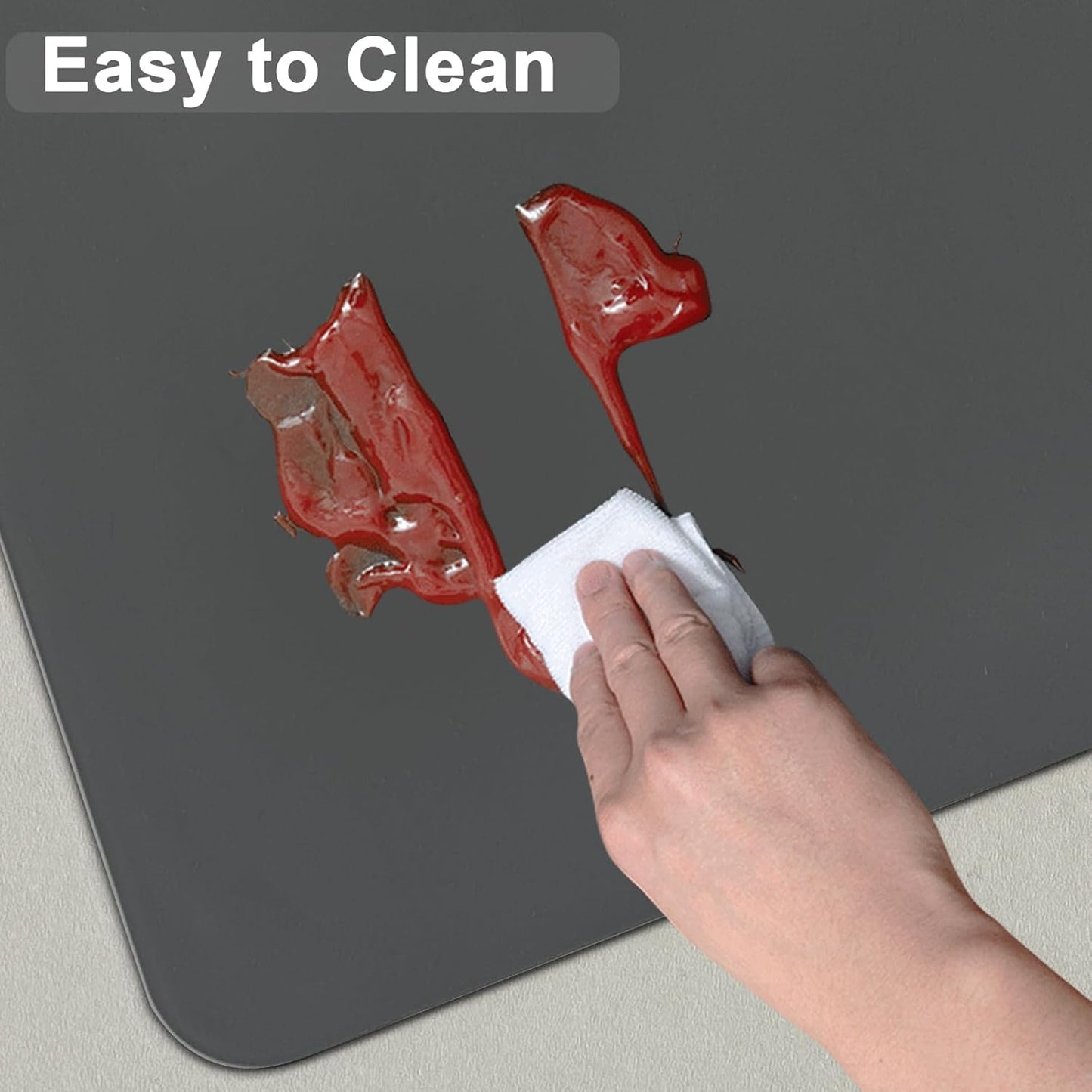 Large Silicone Mat, 48"x32"(120cmx80cm) Silicone Mats for Kitchen Counter, Non-Slip Heat Resistant Mat, Kitchen Counter Mat, Waterproof Countertop Protector for Craft, Light Gray