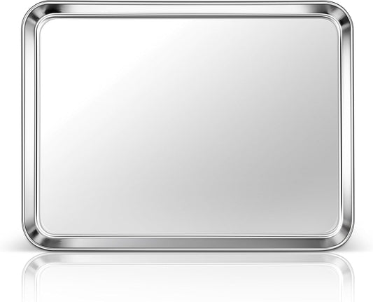 Homikit 1 Pack Baking Sheet Pan, 16” x 12” Stainless Steel Cookie Pan Tray Set for Oven, Metal Jelly Roll Pan for Baking Cooking Toasting, Rustproof & Non Stick, Mirror Finish & Dishwasher Safe