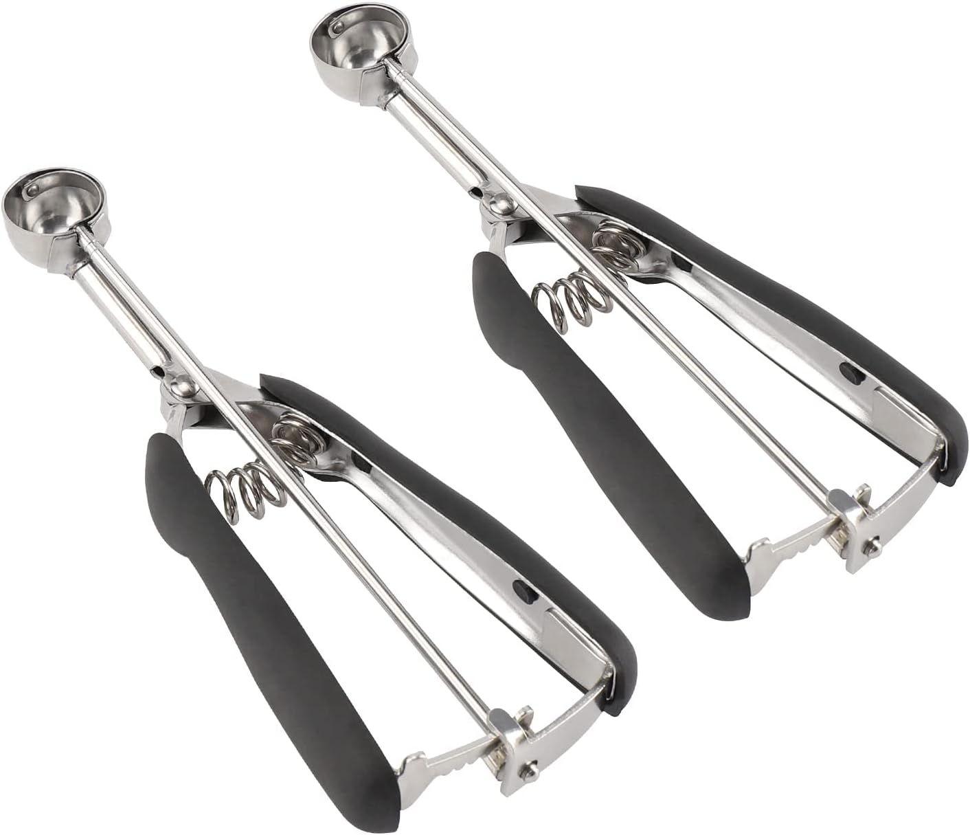 Small Cookie Scoop Set - 2 PCS Include 1 tsp / 2 tsp Cookie Dough Scoops, Cookies Scoops for Baking, Made of 18/8 Stainless Steel, Good Soft Grips, Quick Trigger Release