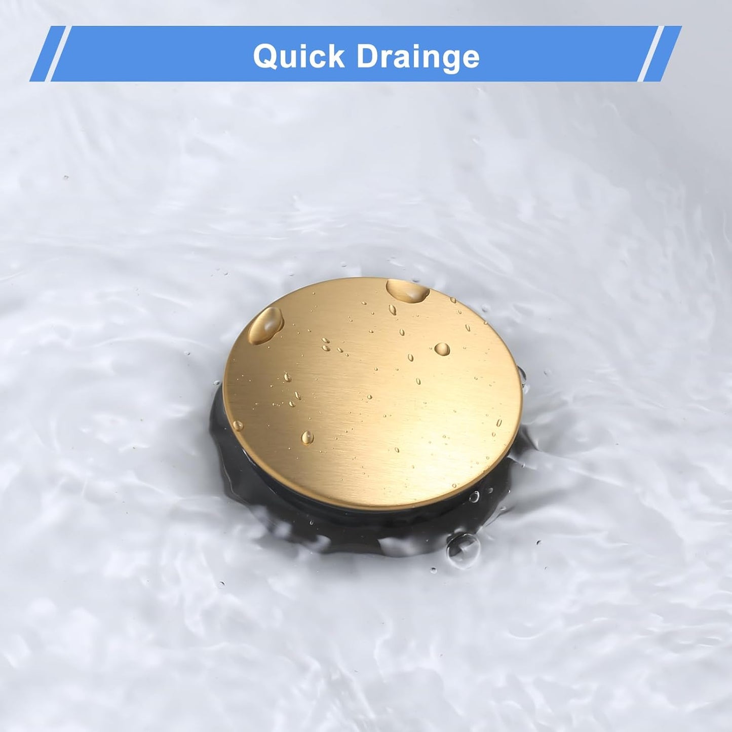 Pop Up Drain with Overflow, ARCORA Brushed Gold Bathroom Sink Drain, Pop Up Drain for Vessel Sink