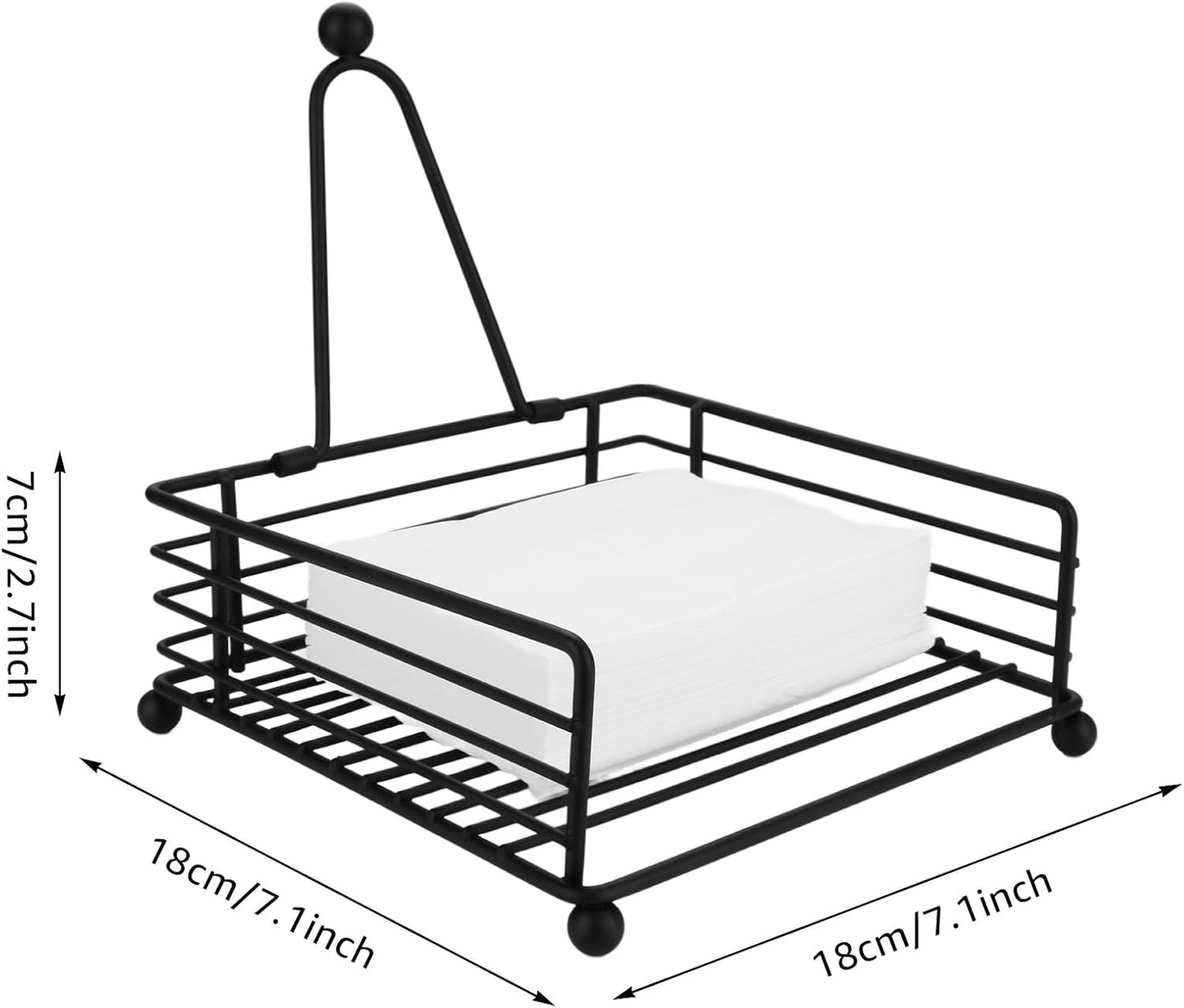 3PCS Napkin Holders for Paper Napkins, Black Flat Napkins Holders, Metal Napkin Dispenser for Kitchen Tables, Farmhouse, Dinner, Outdoor