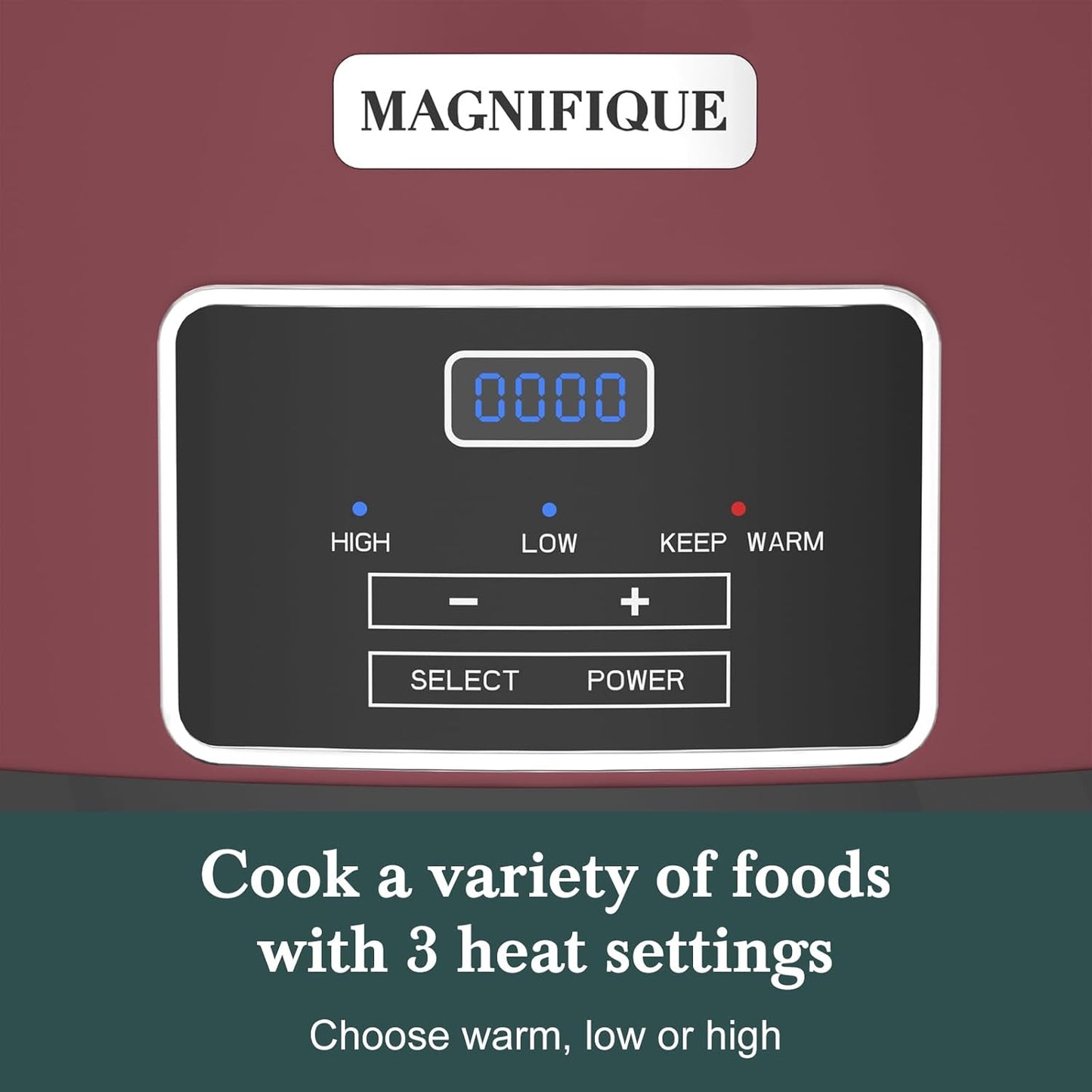 7-Quart Programmable Slow Cooker with Timer Keep Warm - Small Kitchen Appliance for Family Dinners - Serves 6+ People (Red Shell + White Ceramic Liner)