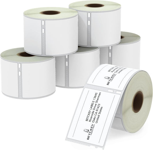 BETCKEY - Compatible DYMO 30324 (2-1/8" x 2-3/4") Multipurpose Labels, Perforated, Compatible with DYMO Labelwriter 450, 4XL, NOT Fit 550 & 5XL [6 Rolls/2400 Labels]