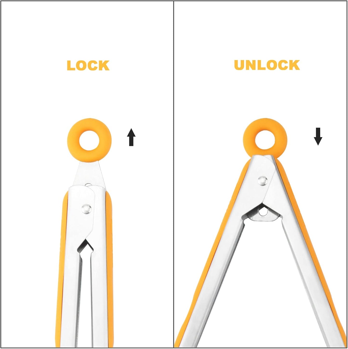 4 Pack Orange Kitchen Tongs, Premium Silicone BPA Free Non-Stick Stainless Steel BBQ Cooking Grilling Locking Food Tongs, 9-Inch & 12-Inch