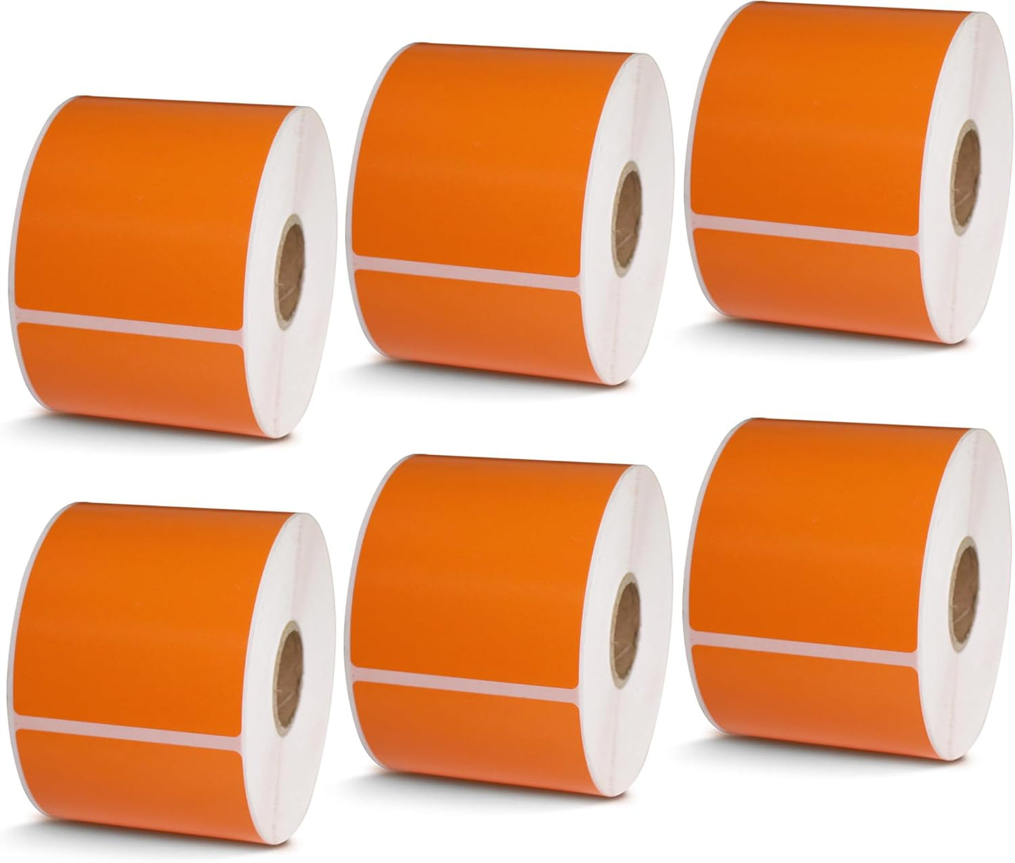 BETCKEY - 2.25" x 4" Multipurpose & Shipping Labels Compatible with Zebra & Rollo Label Printer,Premium Adhesive & Perforated[Orange, 6 Rolls, 2100 Labels]