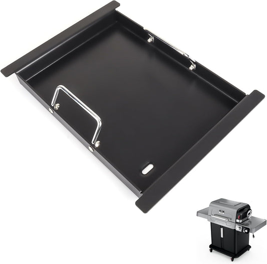 XSKHLFGRIDLE Half Griddle Replacement Parts for Ninja FlexFlame PG300 Series, Carbon Steel Griddle Insert with Grease Drain and handle for Ninja FlexFlame Grills Accessories, 17" L x 12.4" W