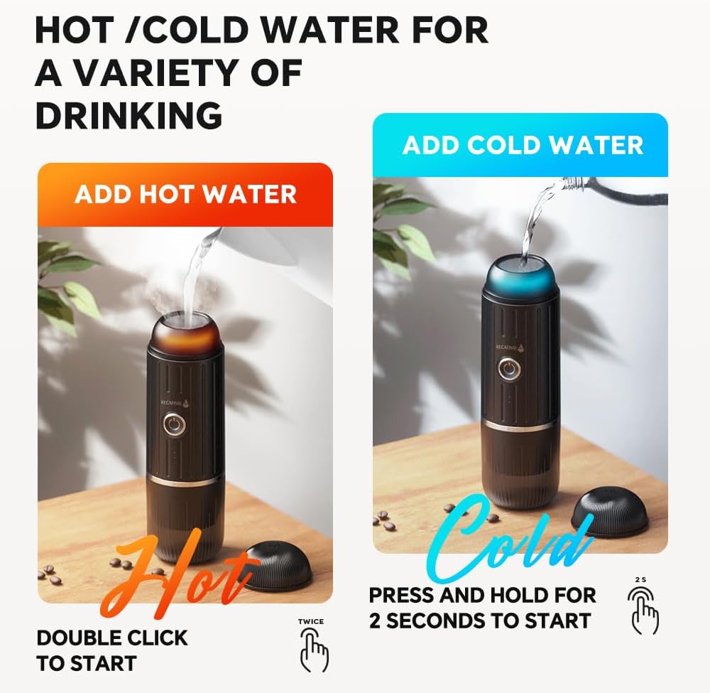 Portable Coffee Maker Travel Espresso Machine 120W Red Color, 19 Bar Pressure 7500mAh Rechargeable Battery Version Portable On the Go for Camping, Driving, Home and Office Travelling