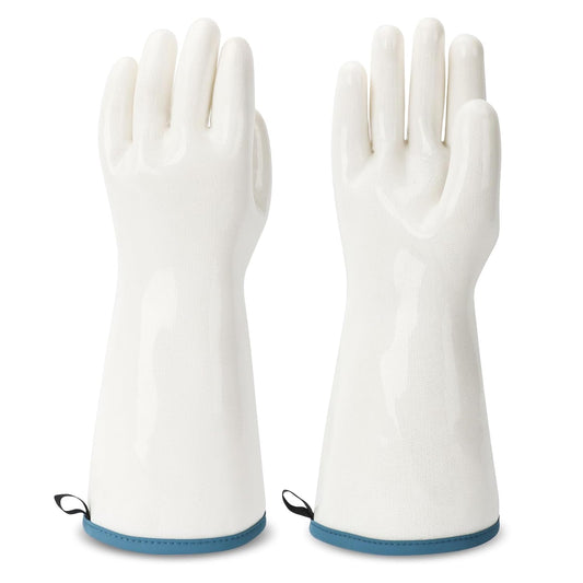 Silicone Oven Gloves - Heat Resistant, Barbecue, Reusable, Waterproof, Cotton Lined Mitts - XL