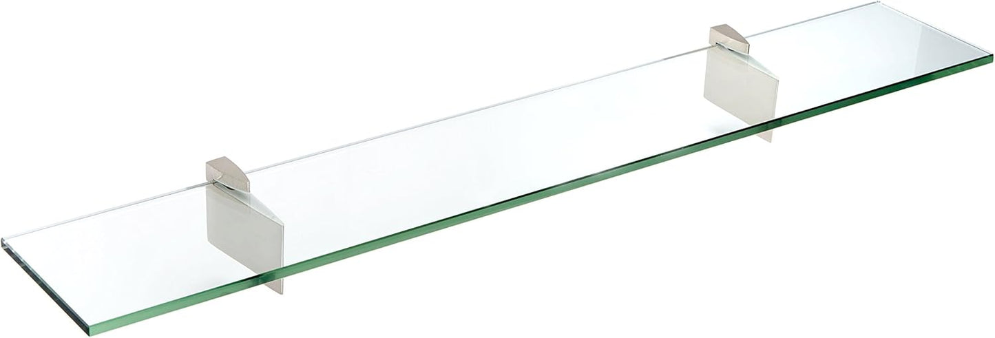 Spancraft Glass R-10x27-Brushed Steel Raven Glass Shelf, Brushed Steel, 10" x 27"
