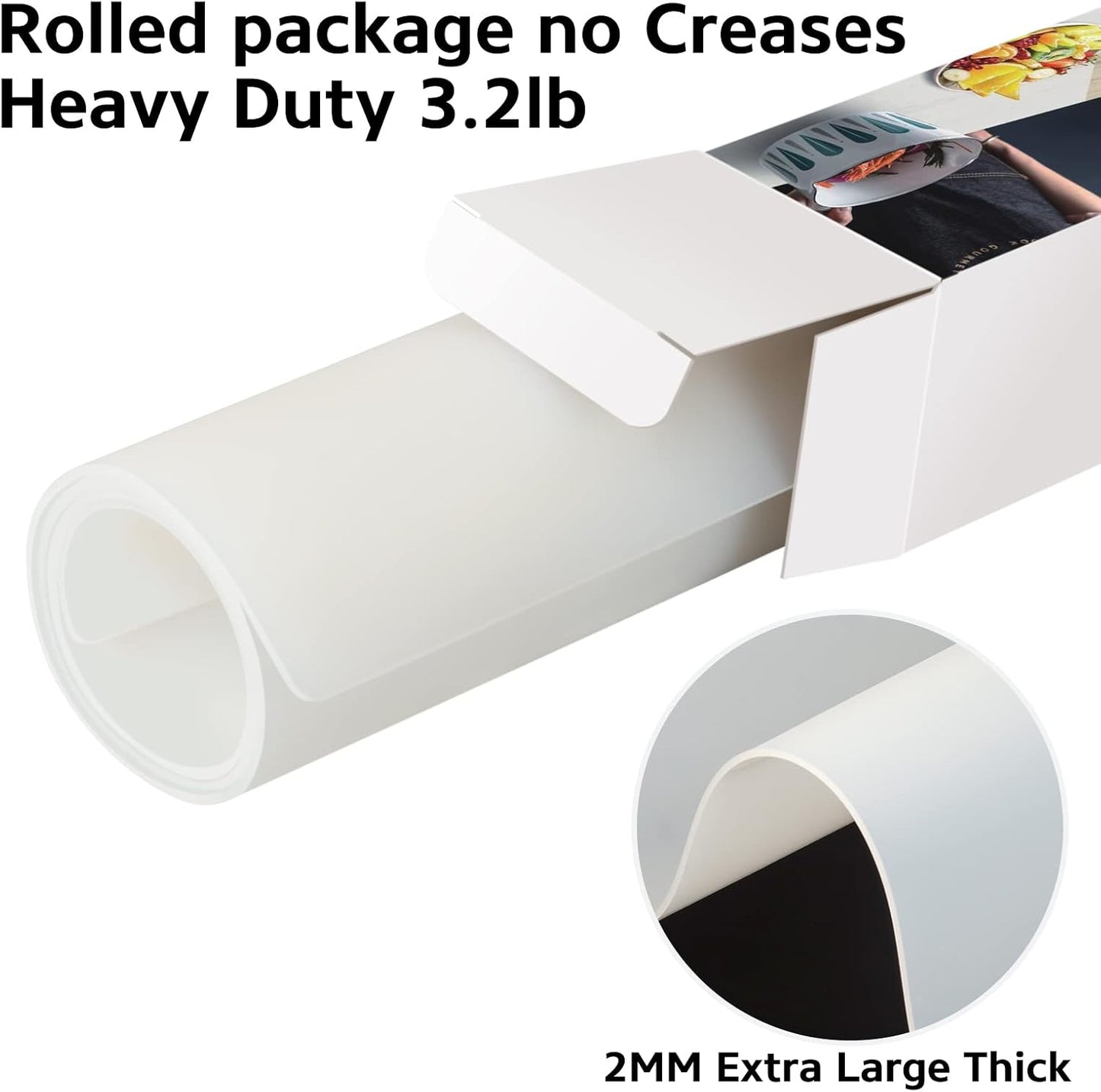 Silicone Mat Heat Resistant Mats for Countertop, Multipurpose Large Silicone Mats for Crafts Kitchen Workbench Size 36x24 inches Thick 2mm,Rolled Package,Translucent