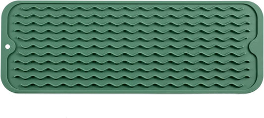 Silicone Dish Drying Mat for Multiple Usage,Easy clean,Eco-friendly,Heat-resistant Silicone Mat for Kitchen Counter,Sink,Bar,Bottle,or Cup Green M 17 inches x 6 inches
