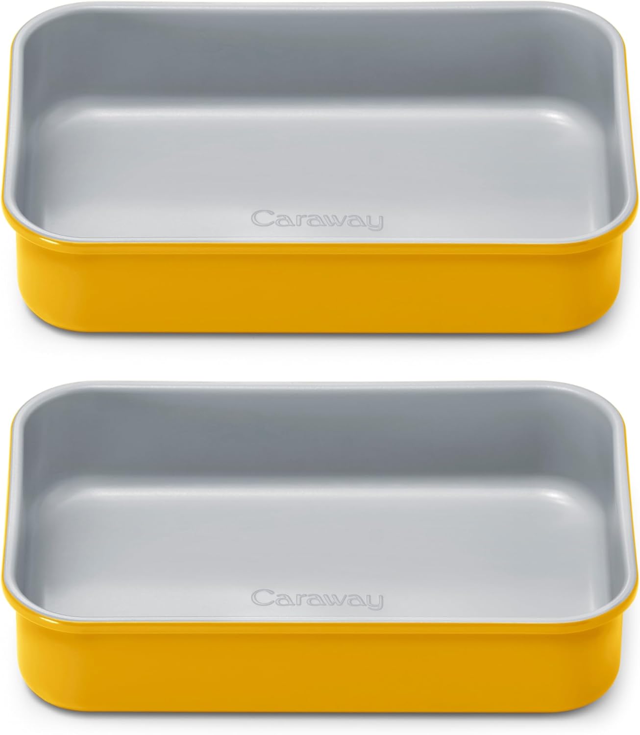 Caraway Nonstick 9” x 6.5” Small Rectangle Baking Pan Duo – Non-Toxic, PTFE & PFOA Free – Aluminized Steel Core – Deep Ceramic Baking Pan for Casseroles, Lasagna & More - Marigold