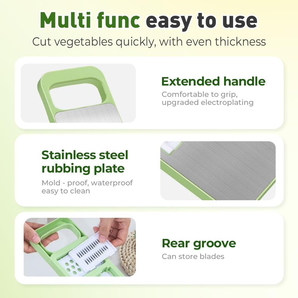 Multifunctional Vegetable Cutter, 2025 New Vegetable Slicer with Adjustable Stainless Steel Blade, Kitchen Chopper with Hand Guard for Vegetable, Fruit, Onion, Potato, Tomato, Cabbage (2pcs)