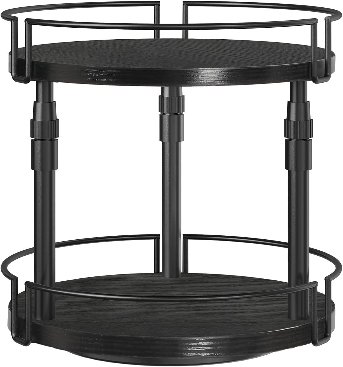 HOOBRO Lazy Susan Organizer Spice Rack, 2-Tier Height Adjustable Rotating Lazy Turntable Spice Organizer, for Kitchen Countertop and Cabinet, Black BB05TL01