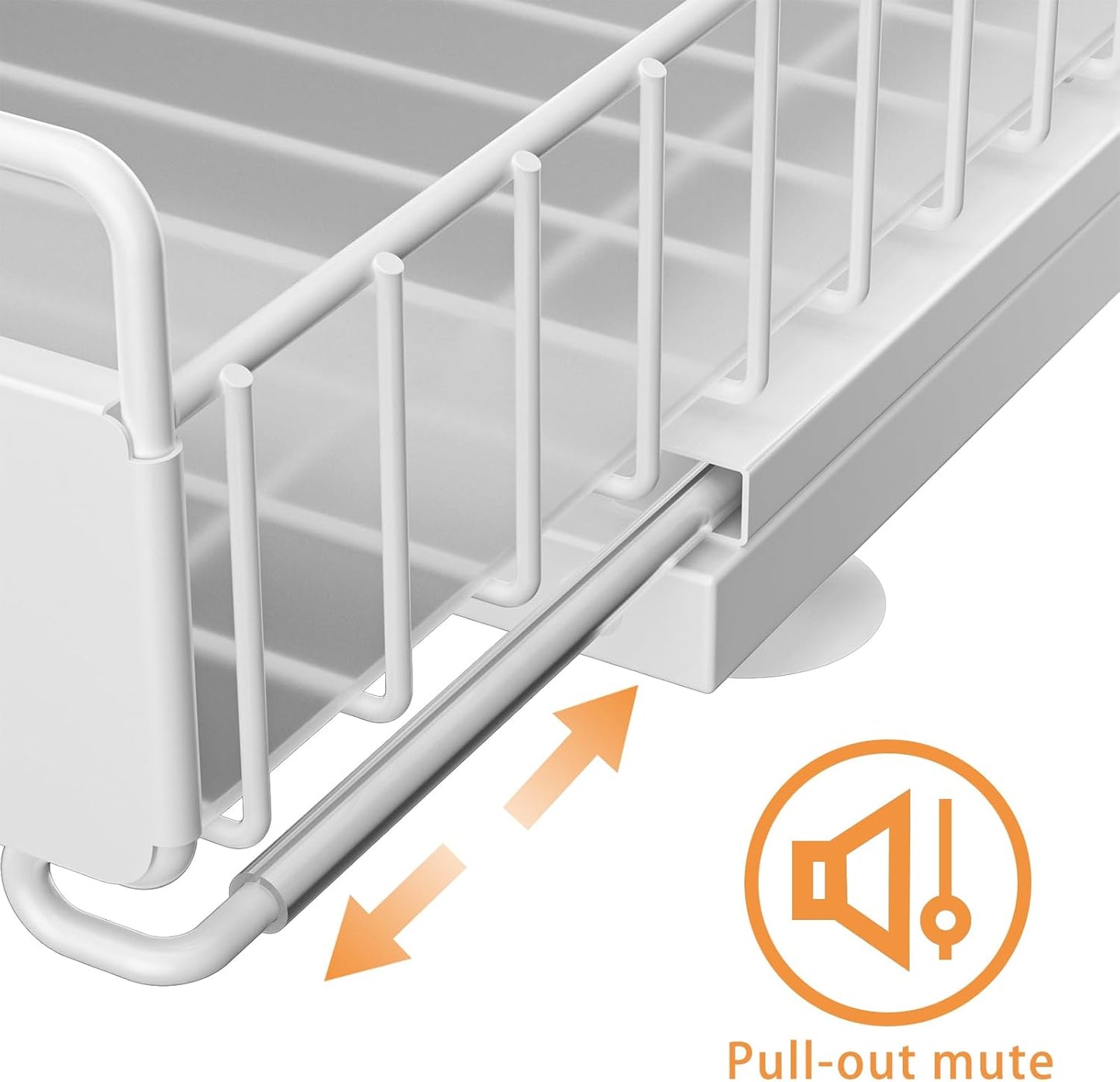 Under Sink Organizer, Single Tier Metal Pull Out Sliding Drawer Shelf for Kitchen Bathroom Cabinet Storage, Sturdy Rack – White