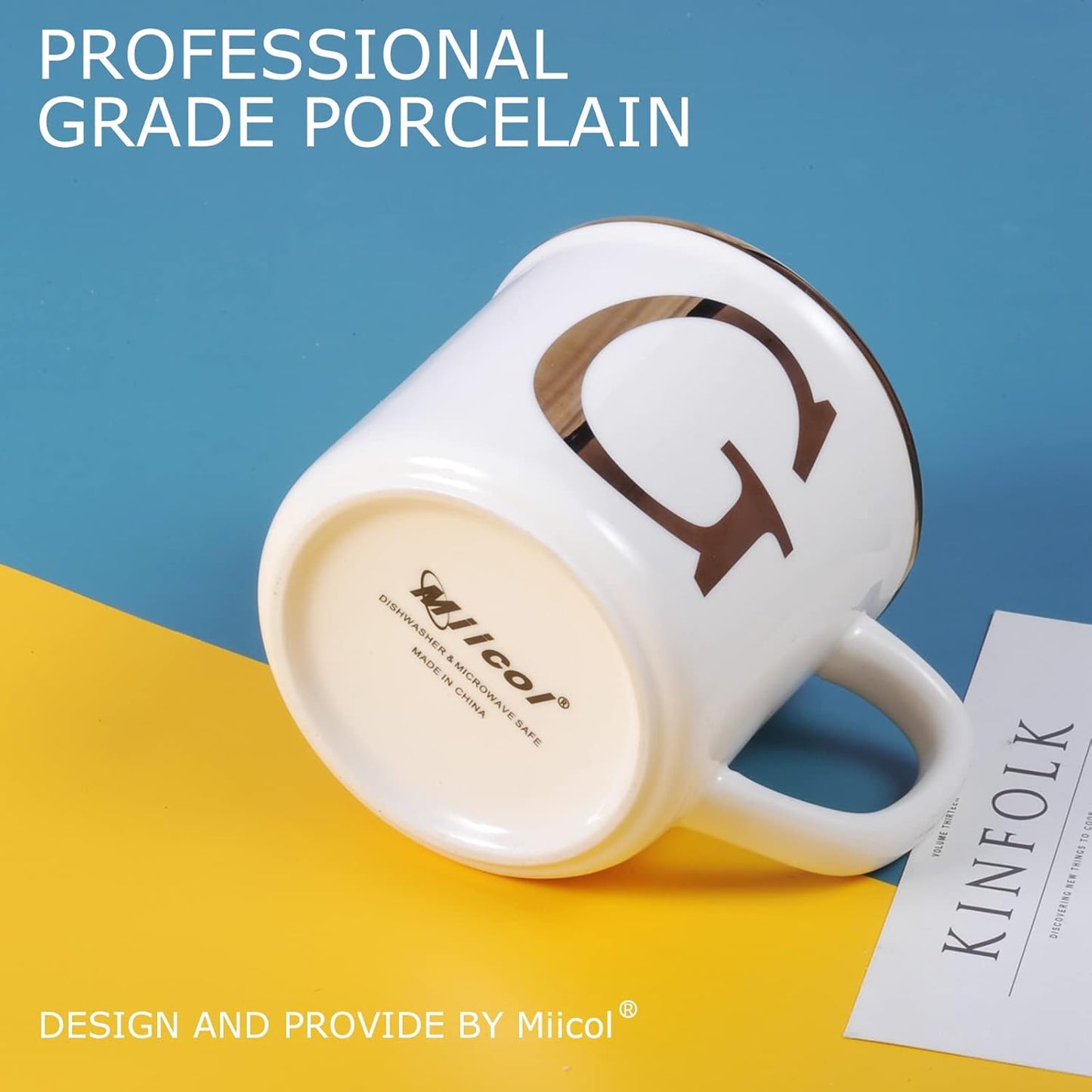 Miicol Ceramic Coffee Mug 16 oz, Monogram Coffee Cup, Golden Initial Tea Mug, Personalized Tea Cup, Unique Gift, Large Mug for Home, Office, Letter G