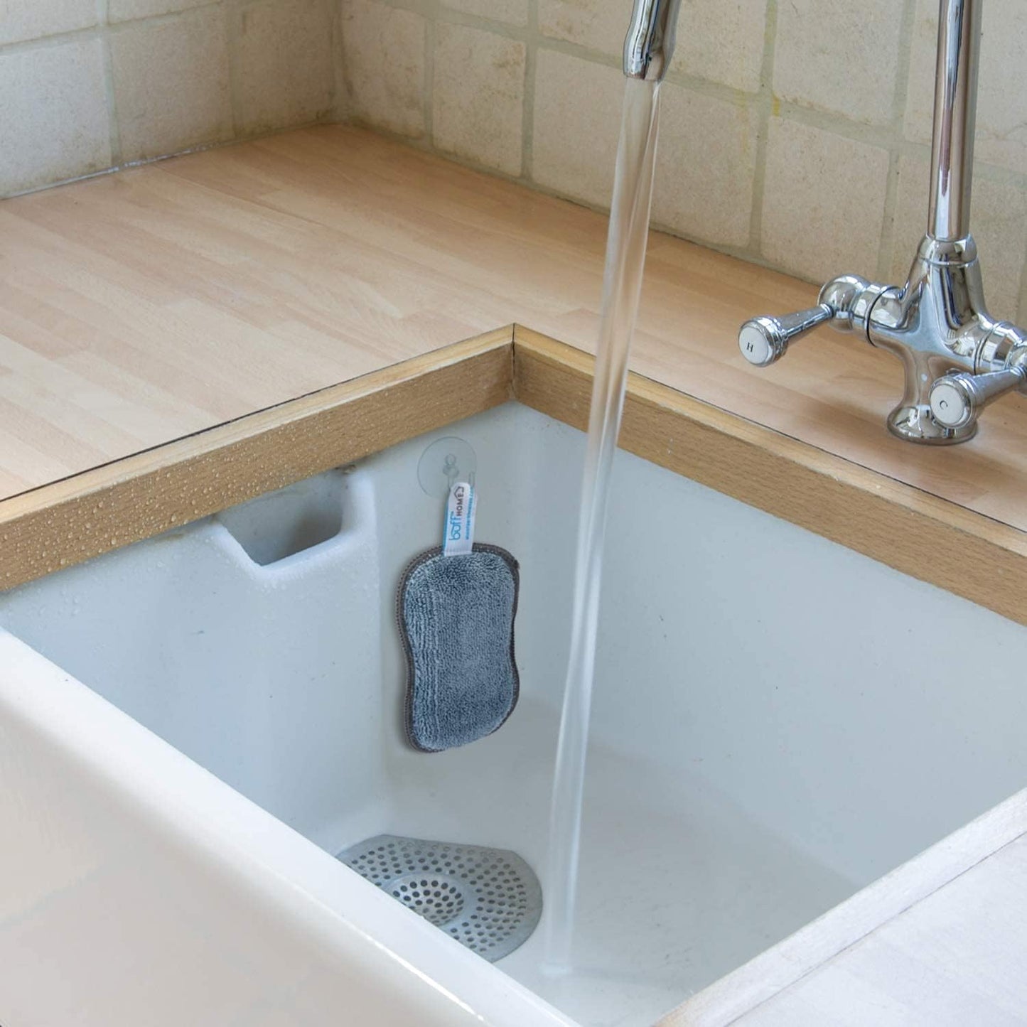 Microfiber Wholesale Sponge for Kitchen (6 Pack) - Suction Cup Hook Included, Reusable, Washable Dish Sponges with Scrubber, Refills, Scrubbing Side, Non-Scratching, Multi-Purpose, Scouring