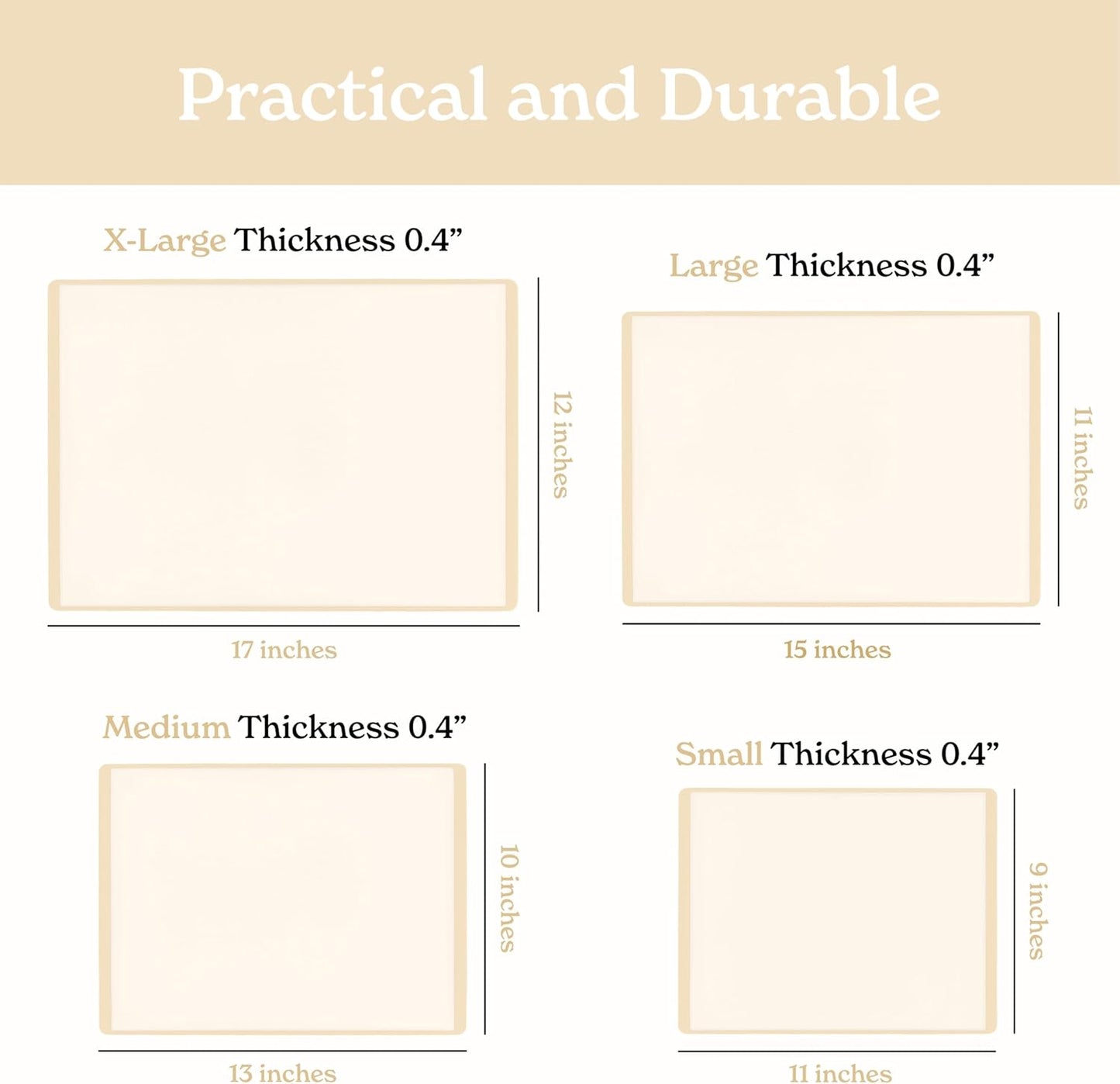 SMIRLY Plastic Cutting Board Set with Holder 4 Pieces, Non-Slip Dishwasher Safe Chopping Boards for Kitchen, Cream White