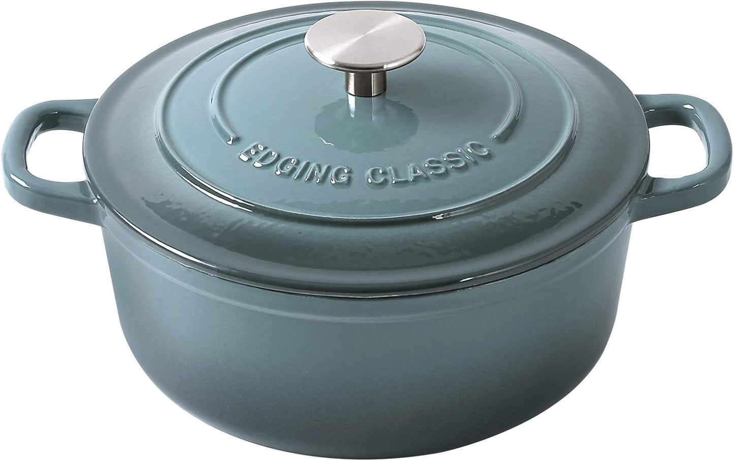 Enameled Cast Iron Covered 5.5 Quart Dutch Oven with Dual Handle, Slateblue