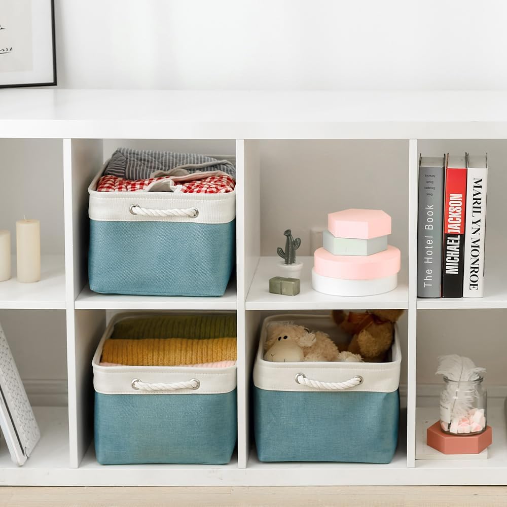 Storage Cubes - 4 Pack Large Fabric Baskets for Organizing, Collapsible Storage Bins for Closet Cloth Decorative Gift supplies Organizer Shelf 15.7 (L) x 11.8 (W) x 8.2 (H) inches