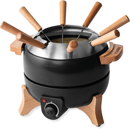 Boska Electric Fondue Set Party 2.3 L - Electric Fondue - For Cheese Fondue, Chocolate Fondue, Hotpot, Meat Fondue - Temperature Control - 2.3 Litres - Stainless Steel and Cast Iron - Fondue Device