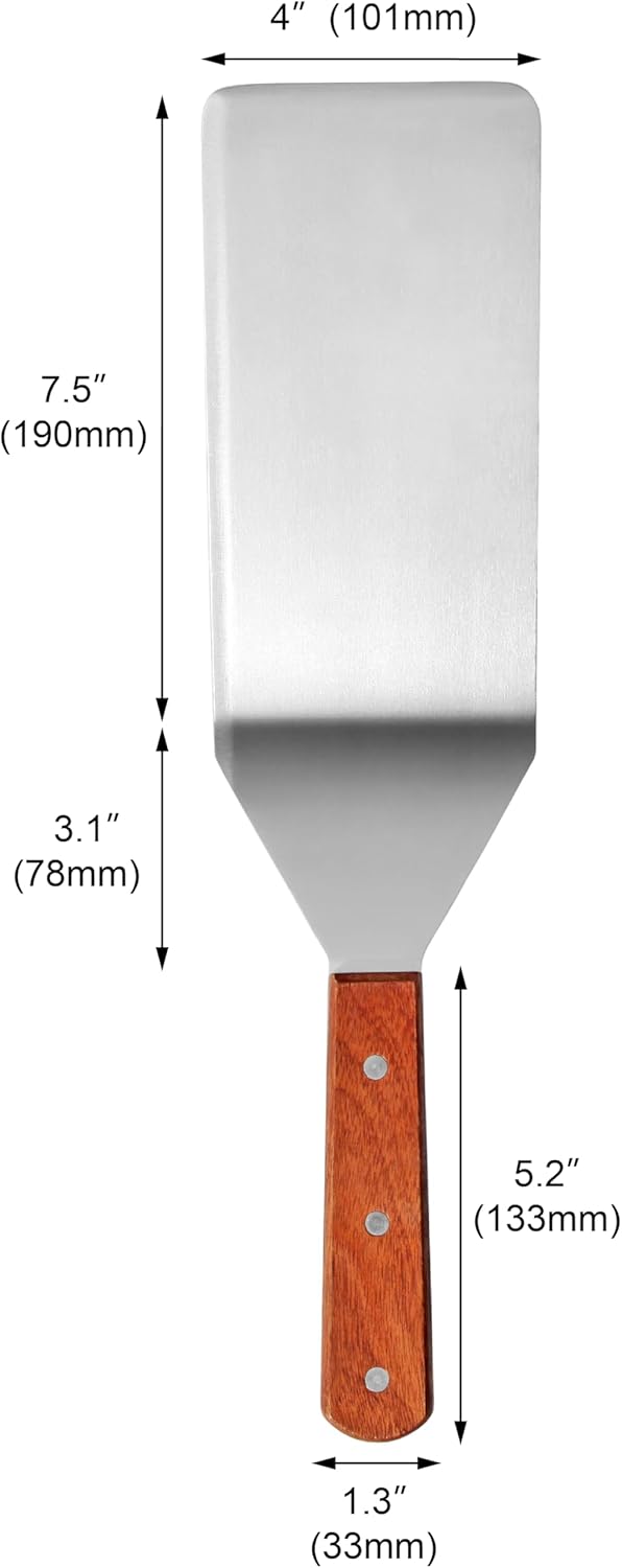 New Star Foodservice 36350 Wood Handle Extra Large Grill Turner/Spatula with Cutting Edge and 4-Inch Wide Blade, 16-Inch