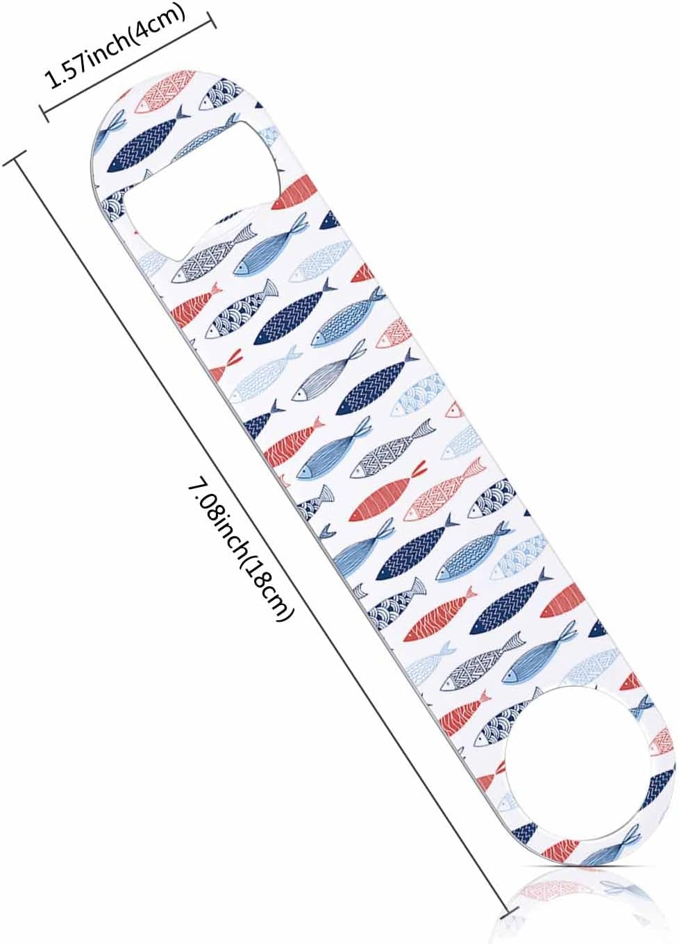 Fish Stainless Steel Bottle Opener Colorful Fishes Swimming Abstract Wildlife Blue Striped White Flat Beer Bottle Opener Keychain for Home Kitchen Bar Restaurant Party Birthday Gift