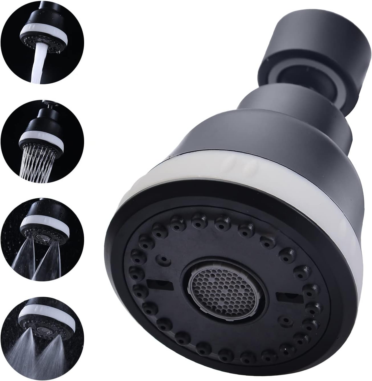 4 Spray Modes Faucet Aerator,360 Degree Faucet Sprayer Attachment,Big Angle Kitchen Faucet Aerator,Swivel Faucet Extender,Sink Sprayer Attachment for faucet,55/64 inch Female Thread (Black)
