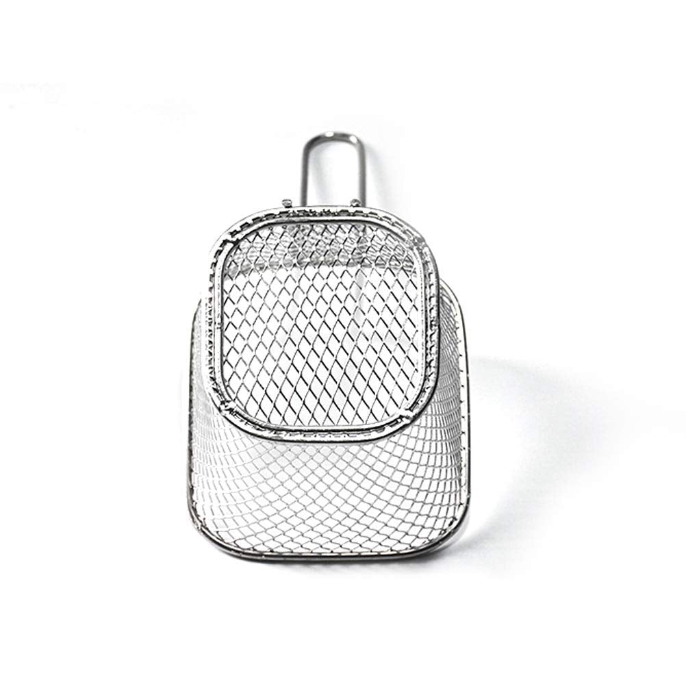 2 Pcs Mini Square Fry Baskets, 4.13×3.3×2.5inch Stainless Steel Fry Basket with Handle Steel French Fry Chip Basket French Fries Desk Food Presentation Mesh Basket Kitchen Cooking Tool