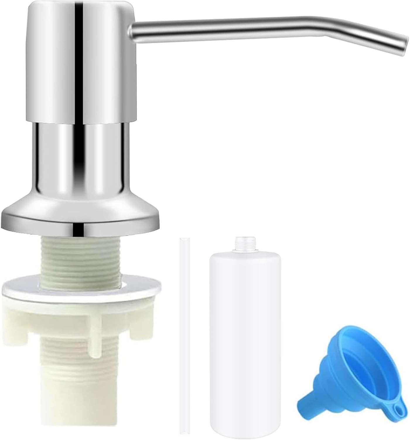 Ouest Dish Soap Dispenser for Kitchen Under Built-in Soap Dispenser Pump Bathroom with 300ML Bottle Electroplated