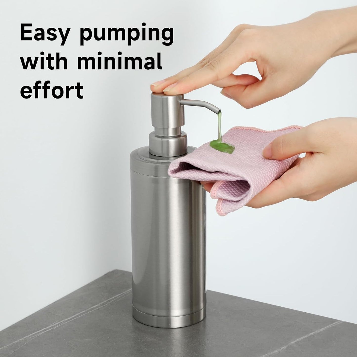 GAPPO Brushed Nickel Soap Dispenser Stainless Steel Metal Pump Hand Lotion Bottle for Bathroom, Bedroom and Kitchen(300ML/10.15Ounce)