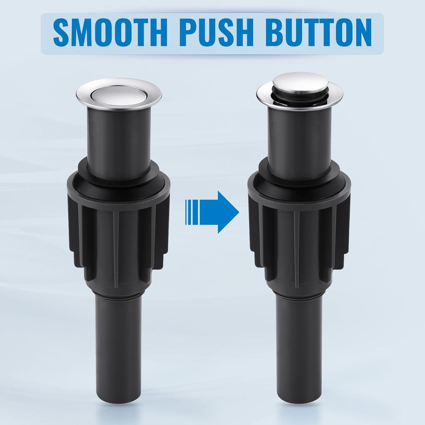 ALEASHA Pop Up Sink Drain Without Overflow, Bathroom Sink Drain Vessel Sink Stopper Pop Up Sink Drain Stopper, Pop Up Drain for Bathroom Sink Drain Strainer for Hair Catcher,Chrome