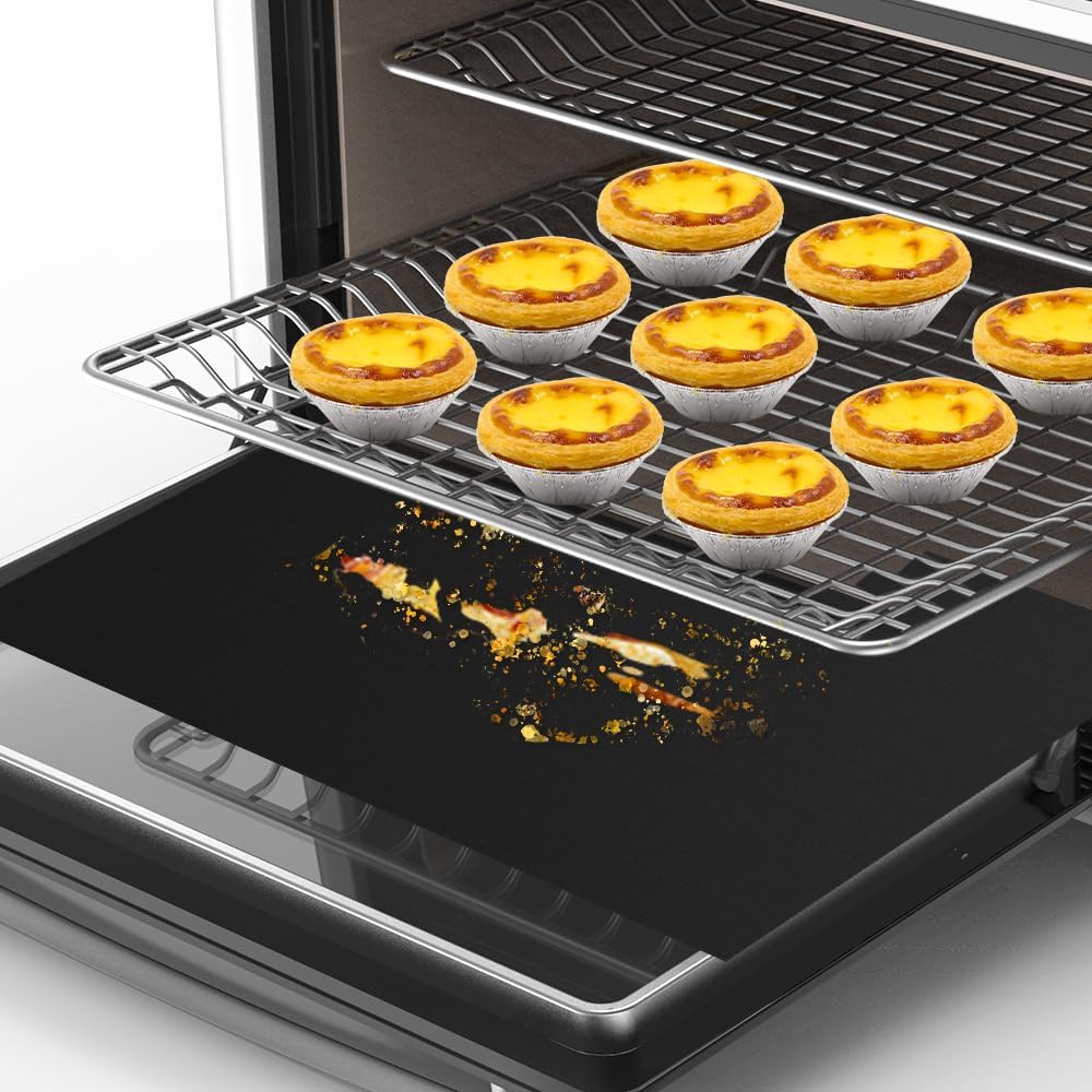 for Ninja Air Fryer Oven Liners, 4 Pack Non-stick Baking Mat, Oven Liners for Bottom of Oven Compatible with Ninja Foodi SP101 SP201 SP301 Fry Toaster Microwave Bottom of Gas & Electric