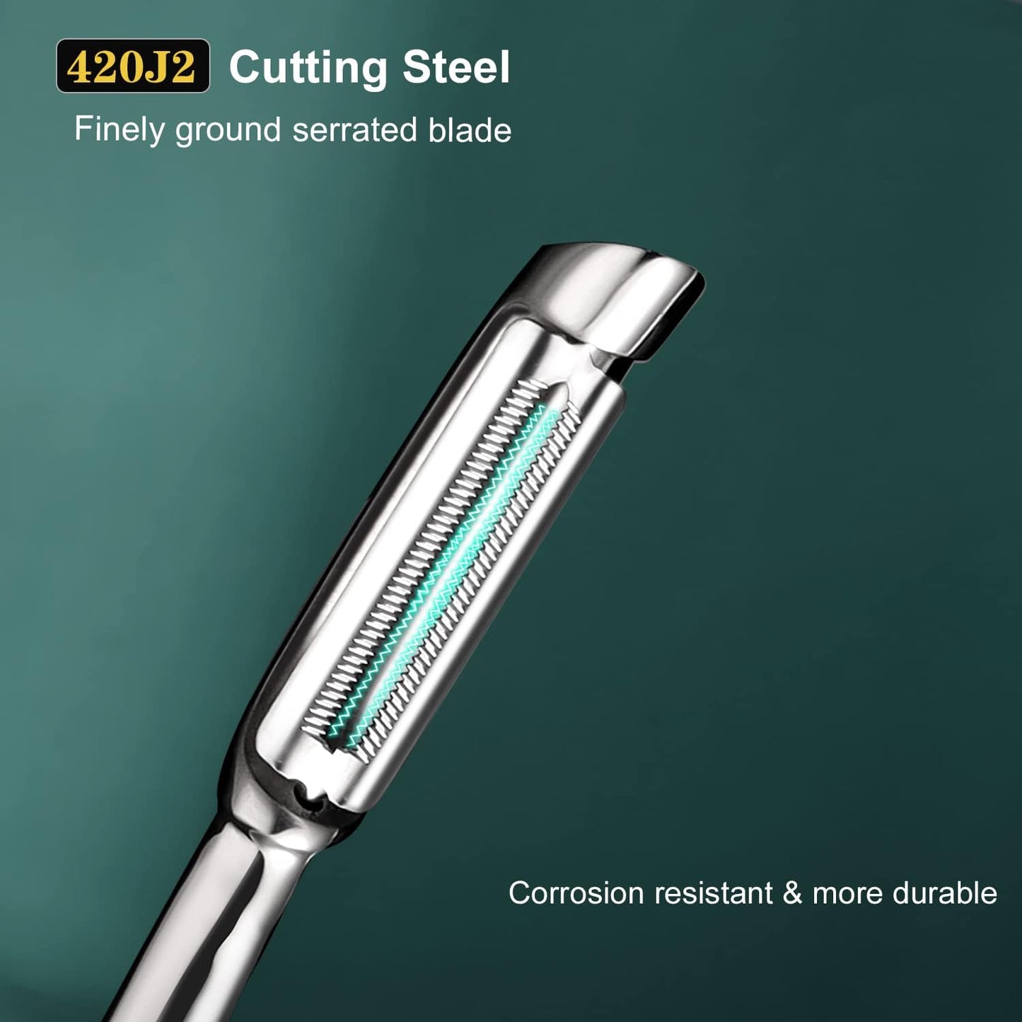 Potato Peeler Stainless Steel, Premium Vegetable Peelers for Kitchen, Fruit & Veggie Peeler, Carrot Cucumber Apple Peeler，Ultra Sharp Serrated Blade，Ergonomic Non-Slip Handle (5-year warranty)