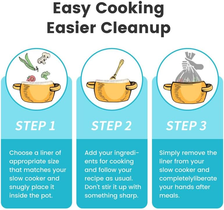 KOOC Slow Cooker Liners 10"x13" 10 count Small Size Disposable Pot Liners Cooking Bags Fit 1.5 qt to 2 qt Pot BPA Free Fresh Locking Seal Design