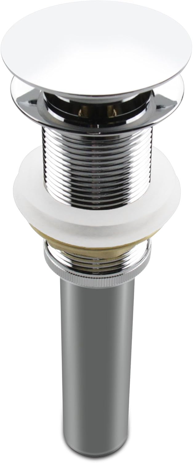 Pop Up Sink Drain Without Overflow, Bathroom Faucet Vessel Vanity Sink Drain Stopper, Polished Chrome