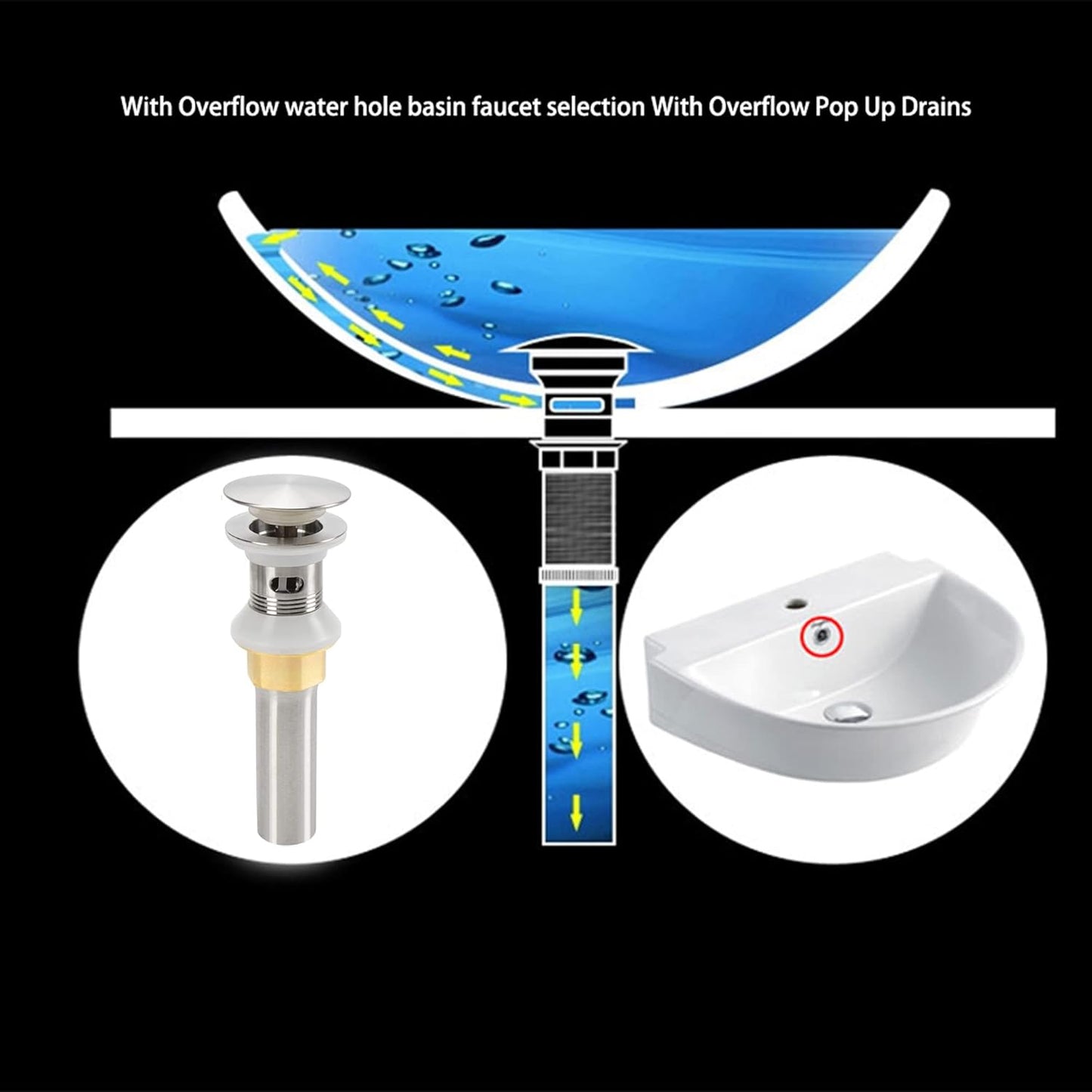 Bathroom Sink Drain,Drain Stopper Bathroom Sink Without Overflow,Pop Up Drain Assembly with Detachable Strainer Basket,Built-in Anti-Clogging Strainer,Stainless Steel Brushed Nickel