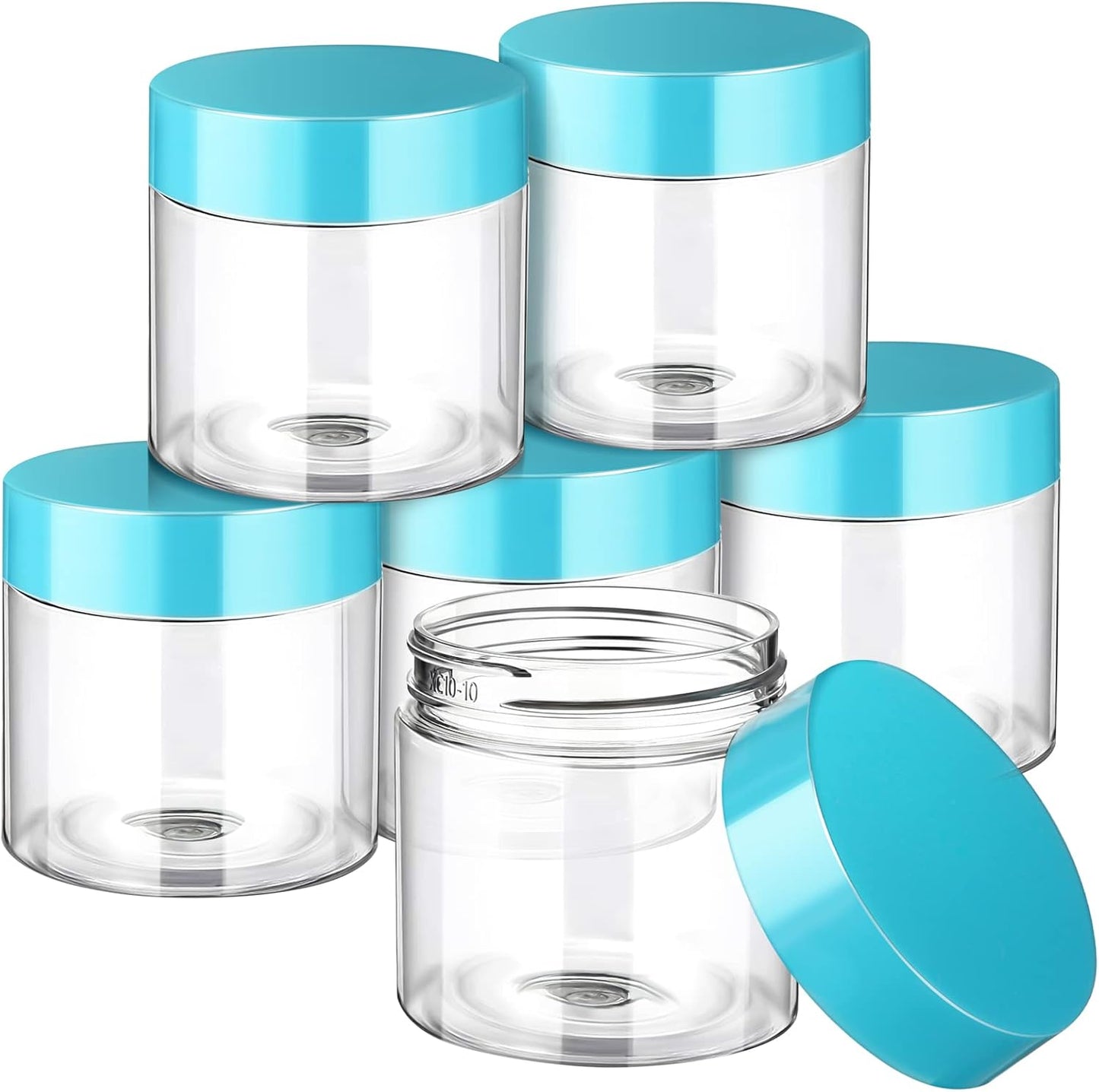 SATINIOR 6 Pack 1 oz Plastic Jars Containers with Lids Wide-mouth Refillable Leakproof Reusable Round Empty Jars for Travel Cosmetic Dry Food Spice Candy Cookie Home Kitchen Organizing(Blue)