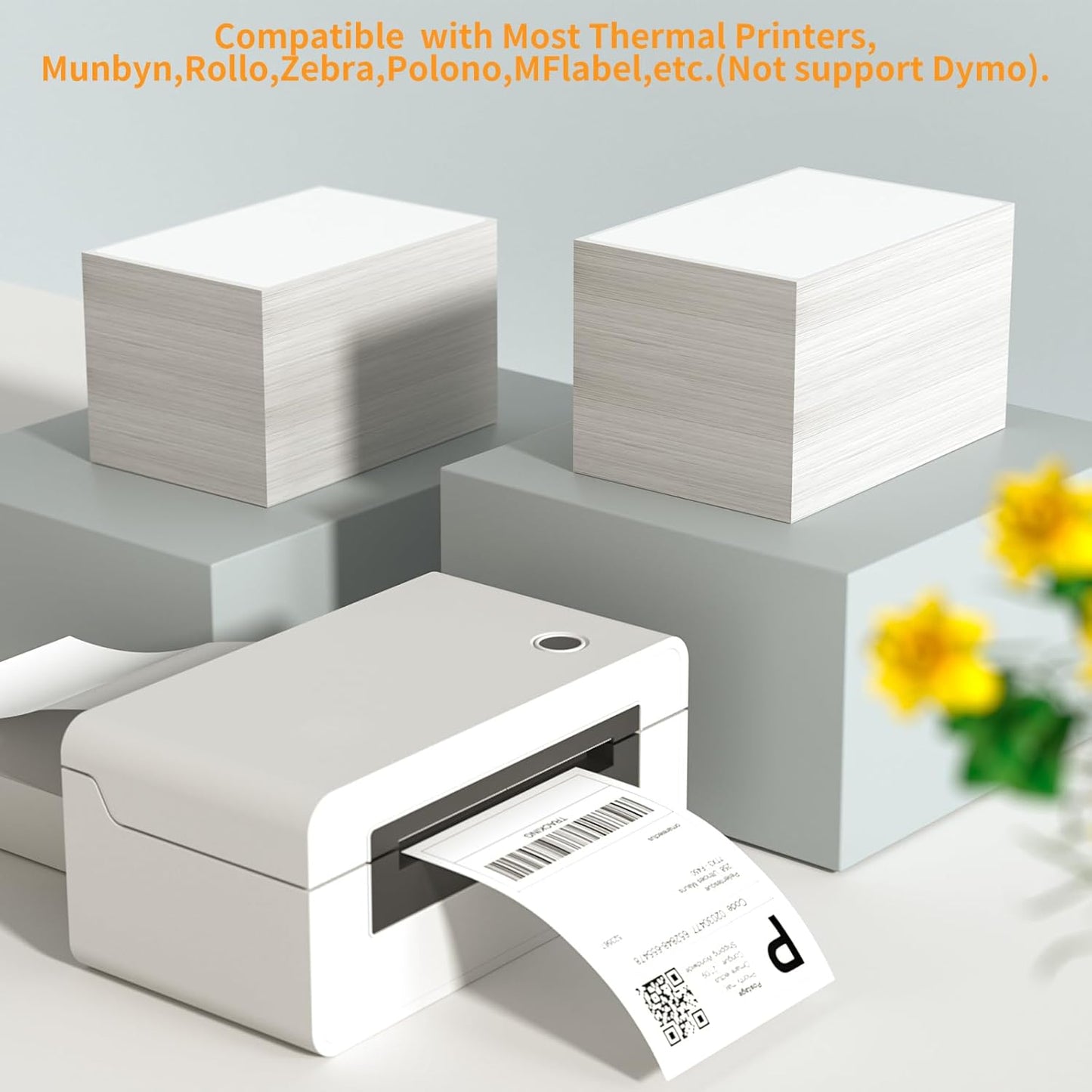 FungLam 4"x6" Thermal Shipping Labels,10000 Fanfold Labels, Adhesive Shipping Labels for iDPRT, Munbyn, Polono, Rollo Thermal Printers(10 Stack)