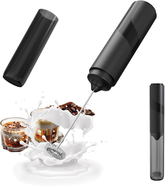 CIRCLE JOY Portable Milk Frother Hanheld, Battery Operated Electric Coffee Frother Wand Drink Mixer for Matcha Lattes Cappuccino, Kitchen Gifts, Black
