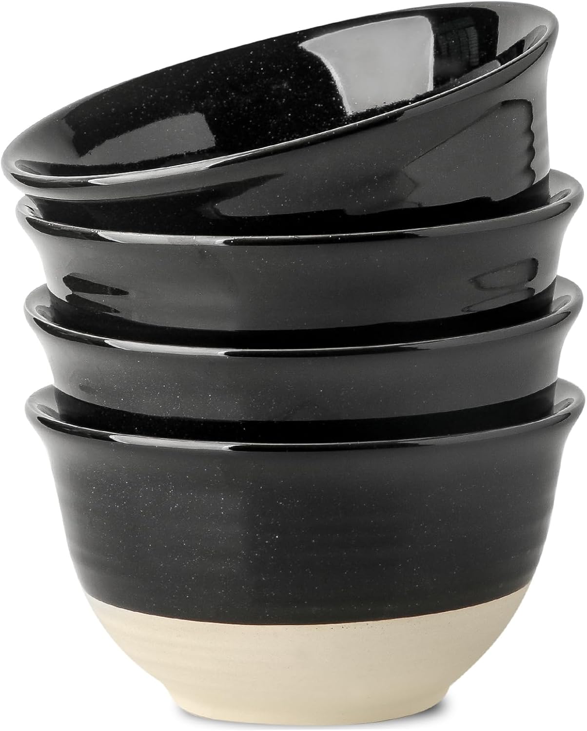 Hasense Ceramic Soup Bowls, 40 oz Large Salad Cereal Bowls Set of 4, Stackable Serving Bowls for Kitchen, Bowls for Pasta Ramen Noodle Pho, Dishwasher Microwave Safe, Gloss Black & Matte White