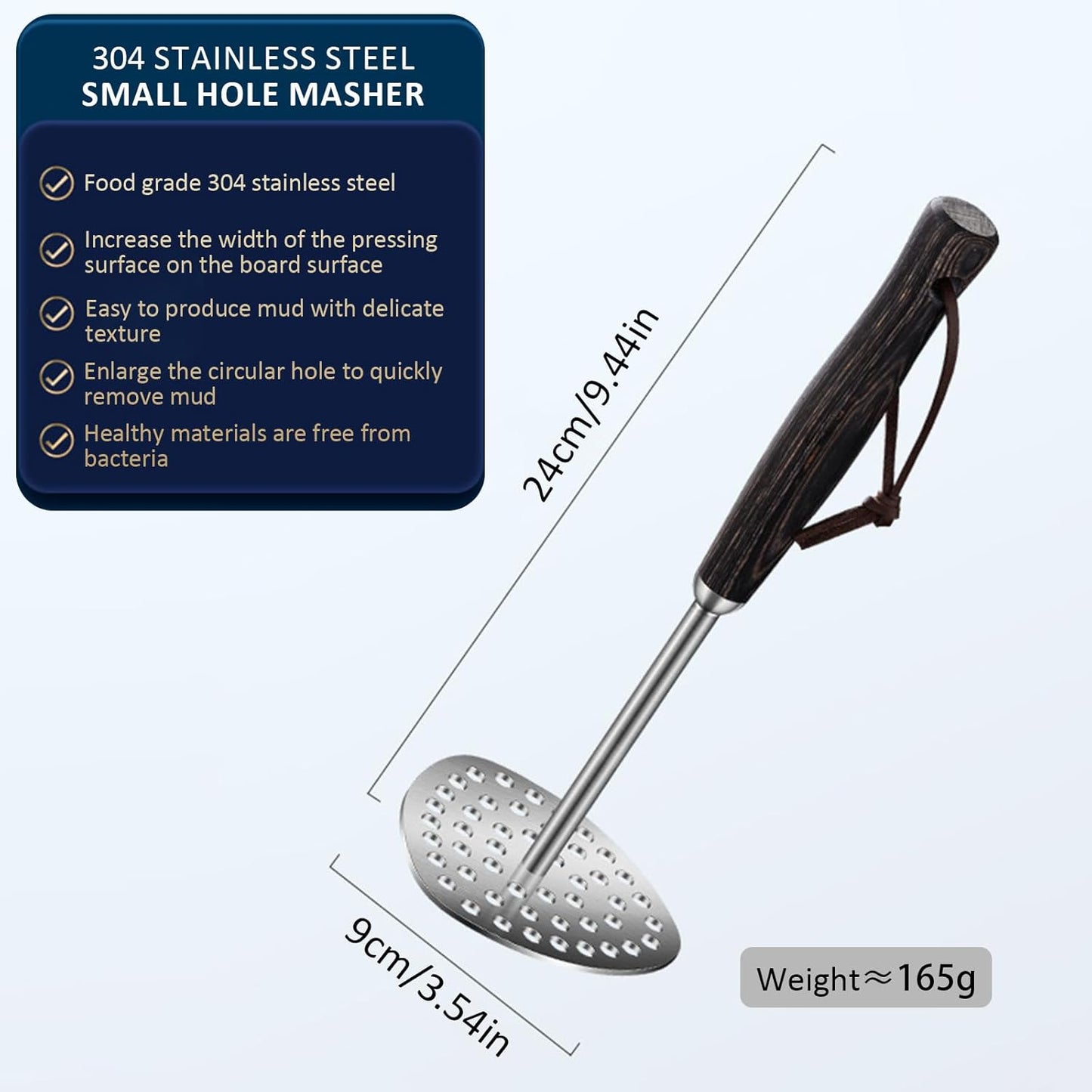 Sturdy Potatoes Masher, Aplastador de Papas, Small Hole Masher, Hand Bean Smasher Tool with Good Grip Handle, Potato Crusher Integrated Kitchen Tools for Cooking