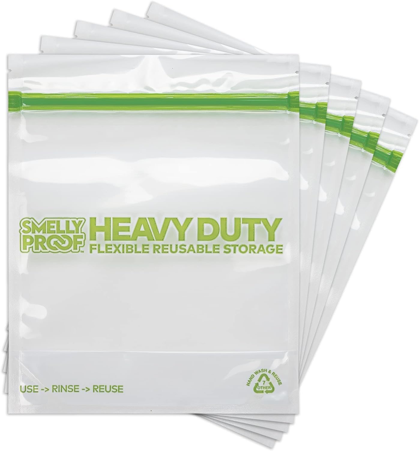 BULK VALUE, Smelly Proof 50-Pack HEAVY DUTY 5-mil Reusable Bags, Stand-Up, Expandable, Dishwasher-Safe, Odor-Proof, Durable Poly Nylon (Non-Silicone) US-Made 8.5" x 10" Quart 50pk